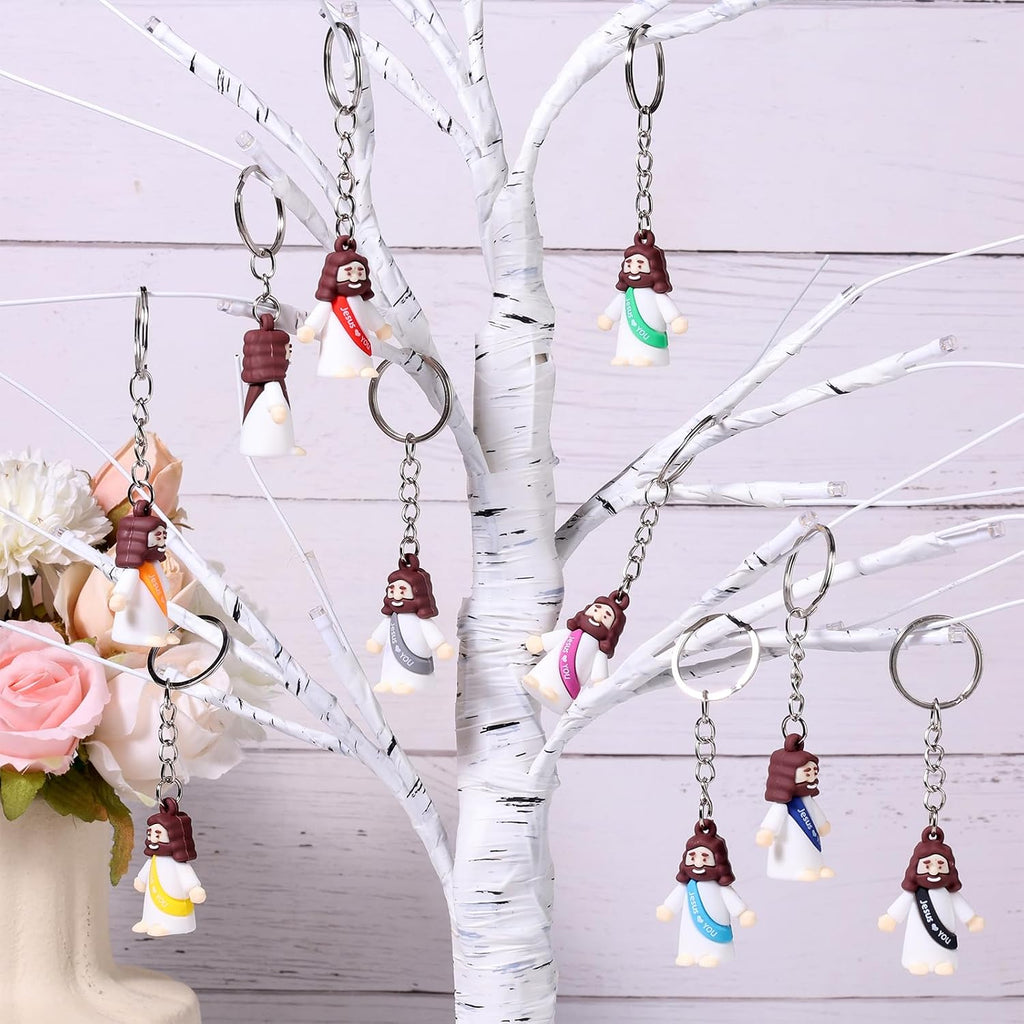 25 Or 50 Or 100 Christian Little Jesus Figures Printed With Jesus Love You Hanging With Keyrings For Baptism