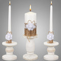 Zhehao 3 Unity Candles with 3 Candle Holder for Ceremony Set Rustic Wedding Accessories for Reception Decorative Farmhouse Candle Holder Pillar Candles for Formal Events Church