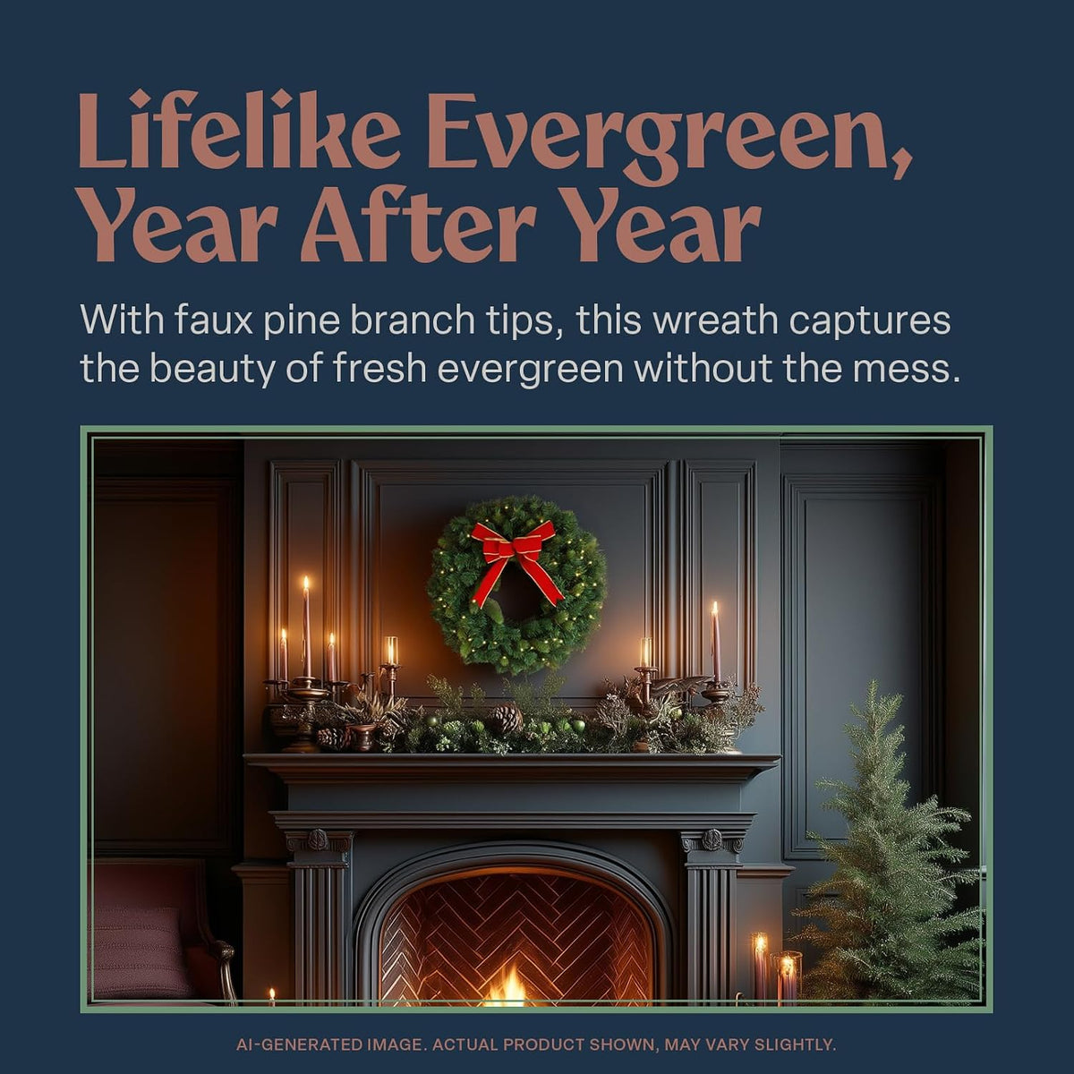 flexible flyer battery operated wreath for front door., close-up detail