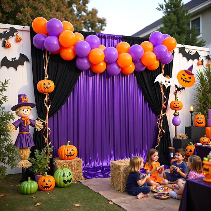 gogoparti 10x10FT Purple Sequin Backdrop Curtain - 2 Panels of 5x10FT Wrinkle-Free Glitter Drapes for Photography, Birthdays, Weddings & Graduations