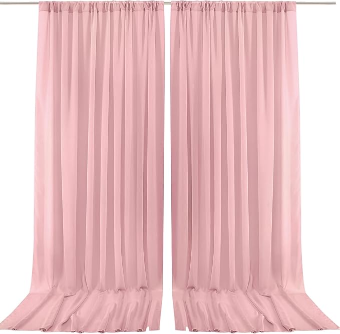 PARTISKY 10ftx10ft Dusty Rose Chiffon Sheer Backdrop Curtains, Wrinkle-Free Wedding Backdrop Drapes for Birthday Party Ceremony Arch Stage Decor Background for Photography 5ft x 10ft,2 Panels