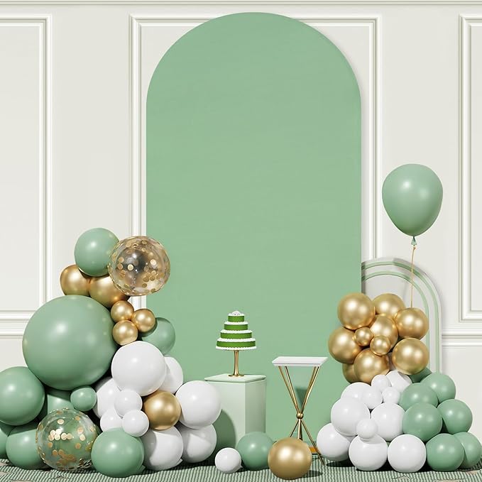 SoarDream 7.2FT Wedding Arch Cover Sage Green Spandex Fitted Wedding Arch Stand Covers Fitted for Round Top Chiara Arch Cover Stretchy Backdrop for Birthday Birthday Party Balloon Decor
