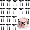 30PCS Black Ribbon Bows for Cakes Pre-Tied Bow Cake Toppers | Ready to Use Cake Bows for Birthday, Wedding, Baby Shower Bachelorette Party and Dessert Display Decorations