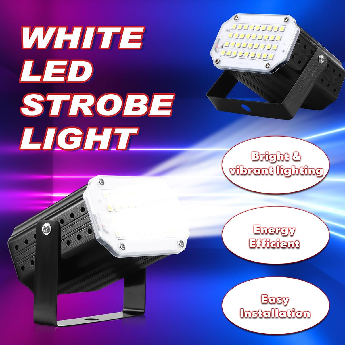 VIHOSE 6 Pack White LED Halloween Strobe Light Mini Strobe Lamp Sound Activat...