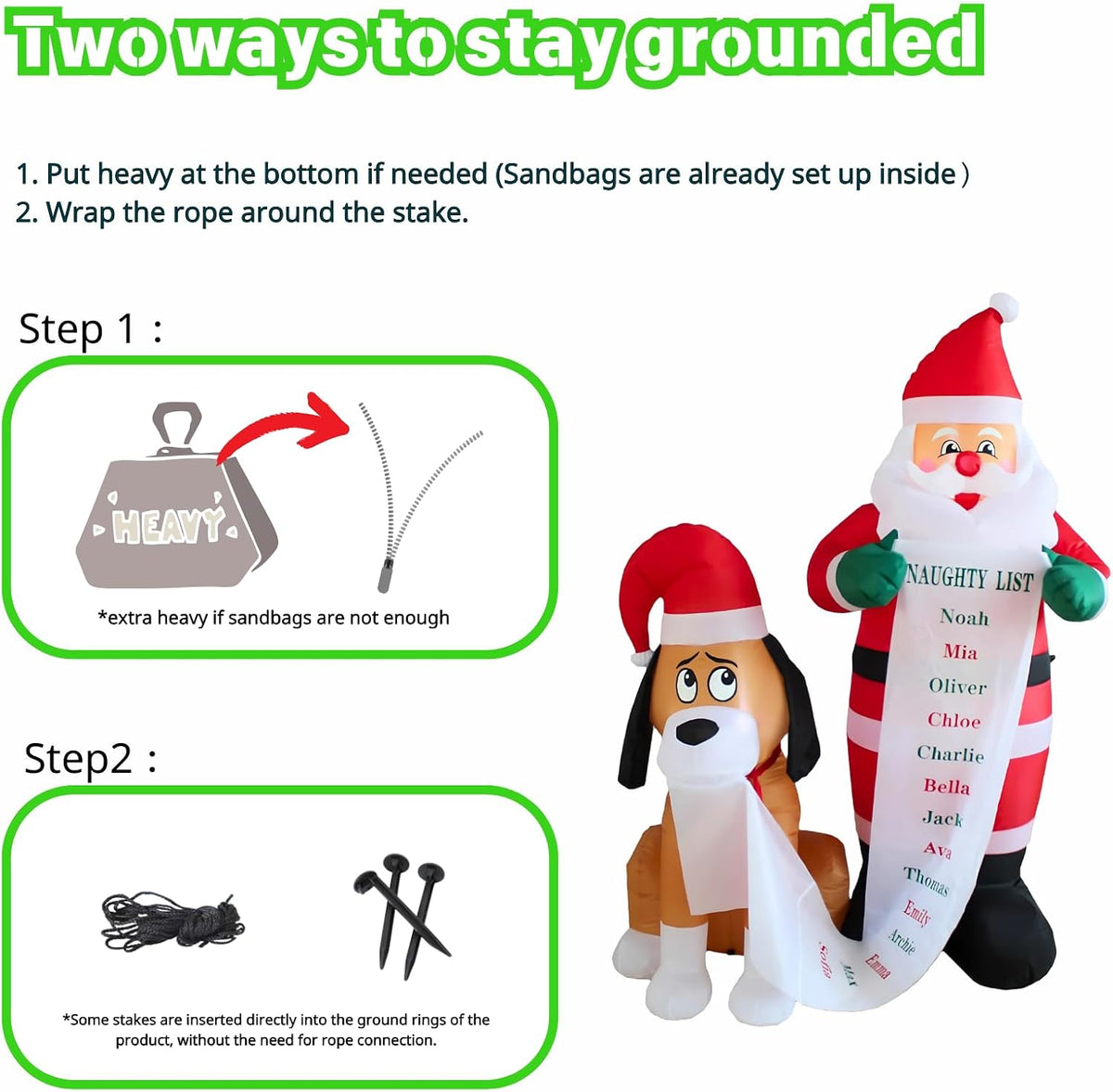 pts 6ft inflatable santa with dog outdoor decoration, close-up detail