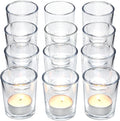 Letine 12-Pack Clear Votive Candle Holders - Glass Tea Light Holders with 12 Tea Lights for Wedding Decor, Bulk Votive Holders for Home Table Decor/Christmas & Thanksgiving