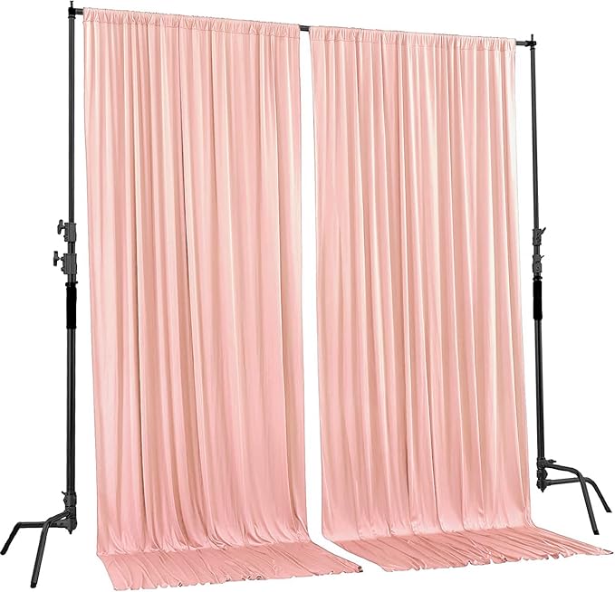 AK TRADING CO. 10 feet x 8 feet IFR Polyester Backdrop Drapes Curtains Panels with Rod Pockets - Wedding Ceremony Party Home Window Decorations - Blush Pink