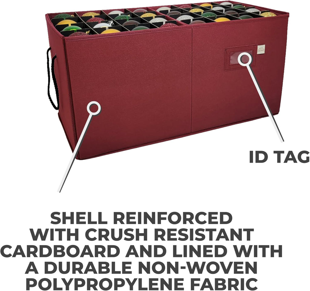 612 Vermont Christmas Ornament Storage Box with Adjustable Acid-Free Dividers, Holds 128 – 3 Inch Ornaments (SB-40043-VT)