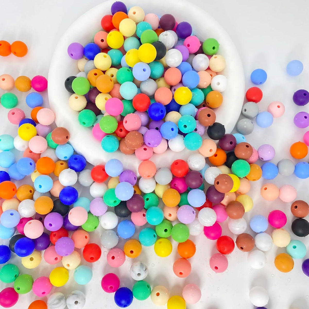 600pcs Silicone Beads, 12mm Round Silicone Beads Bulk for Keychain Making Kit...