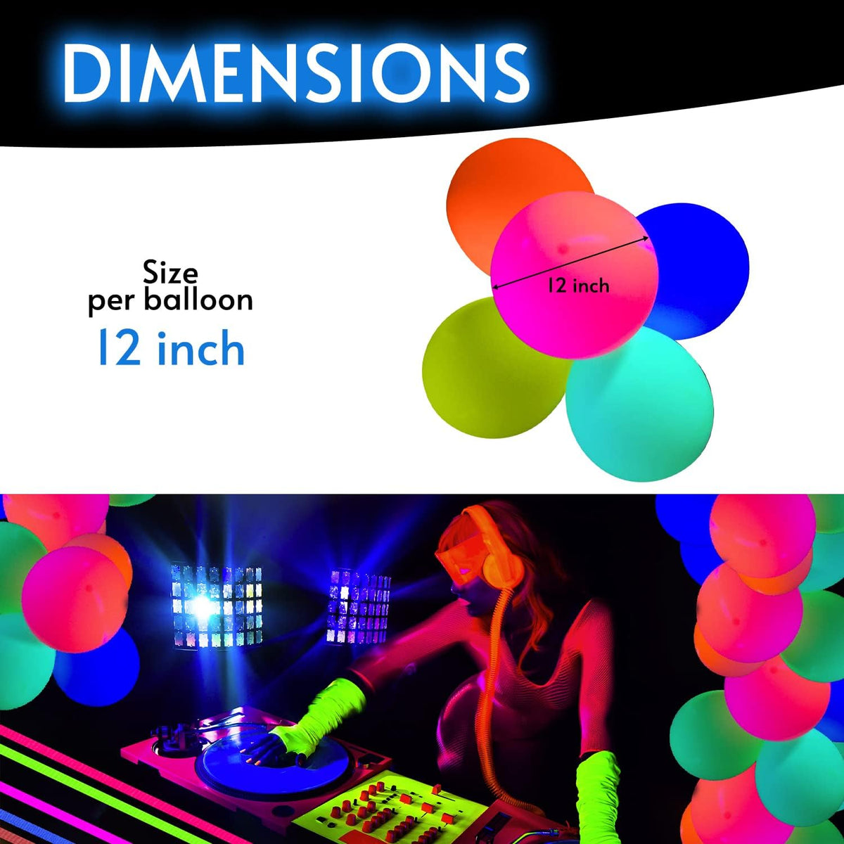 Glow King Black Light Reactive Neon Balloons | Glow In The Dark Latex Balloon...