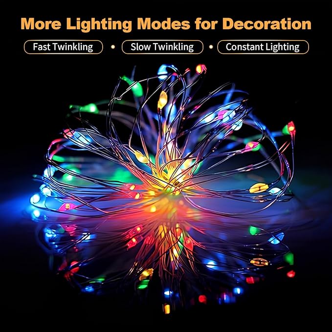 20 Pack Multi-Color LED Fairy Lights Battery Operated,7FT 20 LED Waterproof Mini Twinkle String Lights Battery Powered for Christmas Mason Jars Party,Multicolor