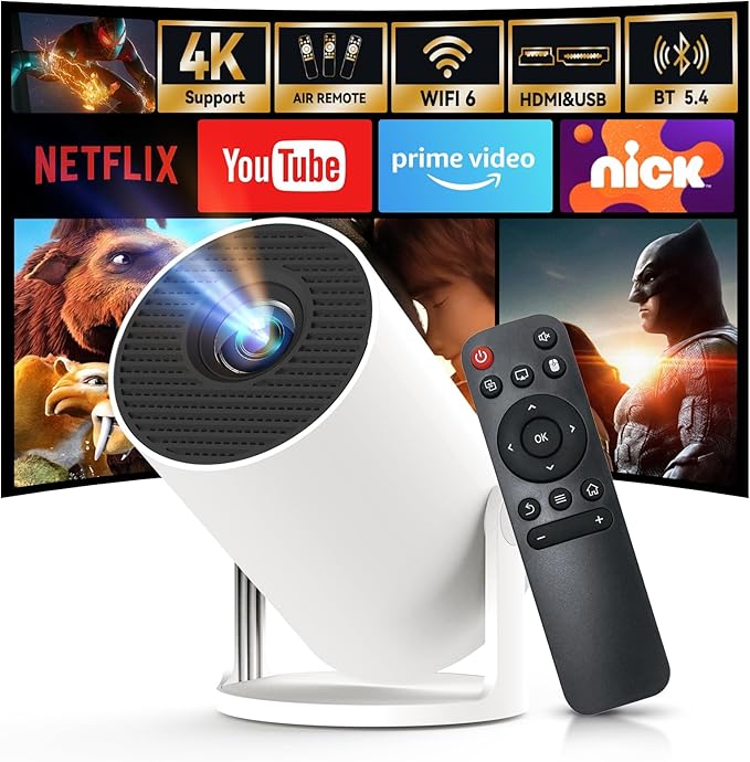 WEMI Smart Minin Projector with Wifi and Bluetooth for Indoor and Outdoor Activities (OptiBarrel 500)