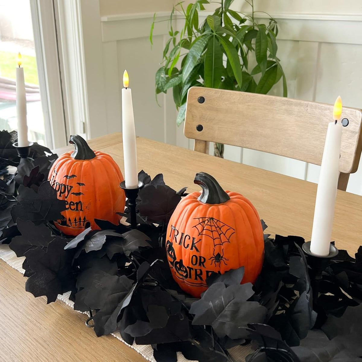 cqure 7 pack black fall leaf garland, total showing dimensions
