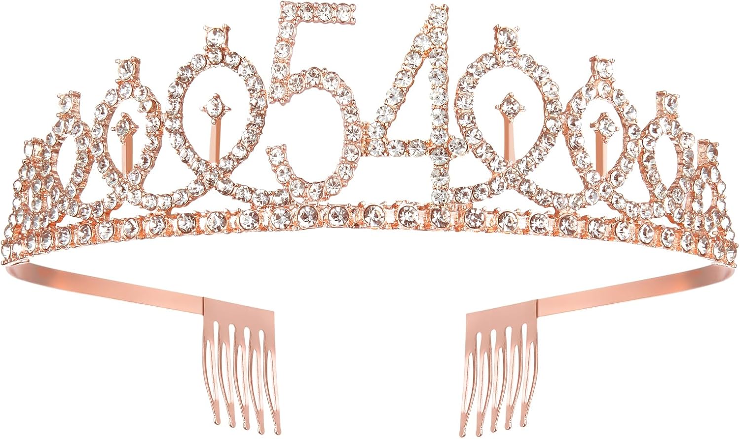 BRT Bearingshui Fabulous Sash and Tiara for Women, Rose Gold Birthday Crown for 54th Birthday Party Favor Supplies