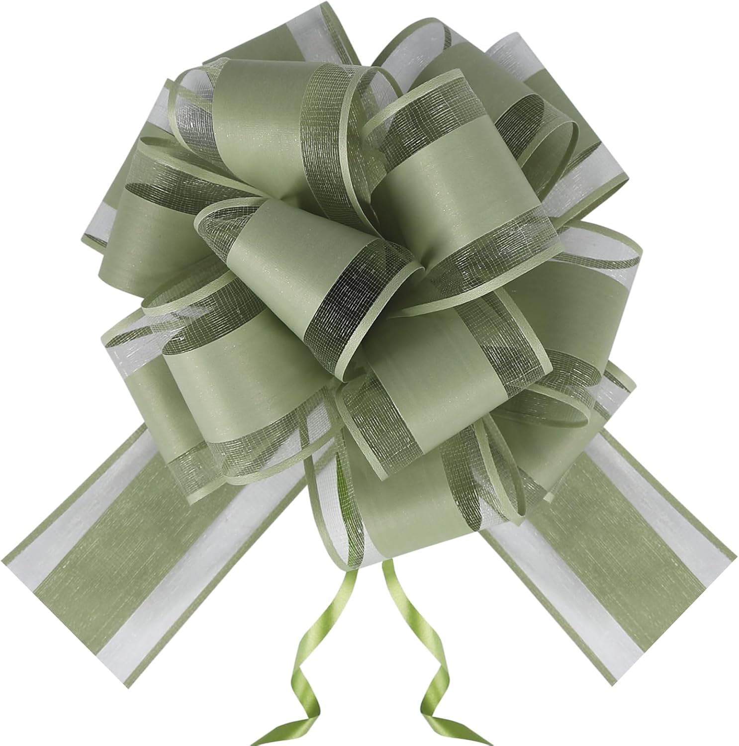 GURVOCY 6 PCS Sage Green Large Pull Bows for Gift Wrapping, Big Christmas Gift Bows for Presents, 6 Inch Ribbon Bow for Wedding Car Gift Baskets