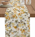 Vintage Orange Flower Cotton Linen Table Runner for Dining Kitchen, Wedding Outdoor Party Tablerunners Decoration, Farmhouse Botanical Floral Retro Dresser Scarf Coffee Tablecloth Runners 13x72 Inches