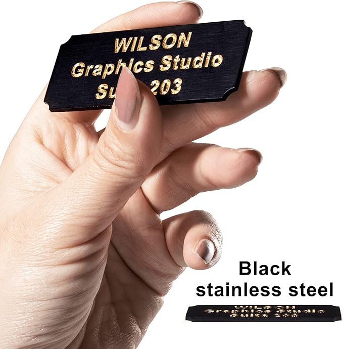 Personalized Name Plates, Deep Engraved Plaque, Black Brass Trophy Plates Engraved, Custom Name Plate with Adhesive Backing or Screws, 3" W x 1" H