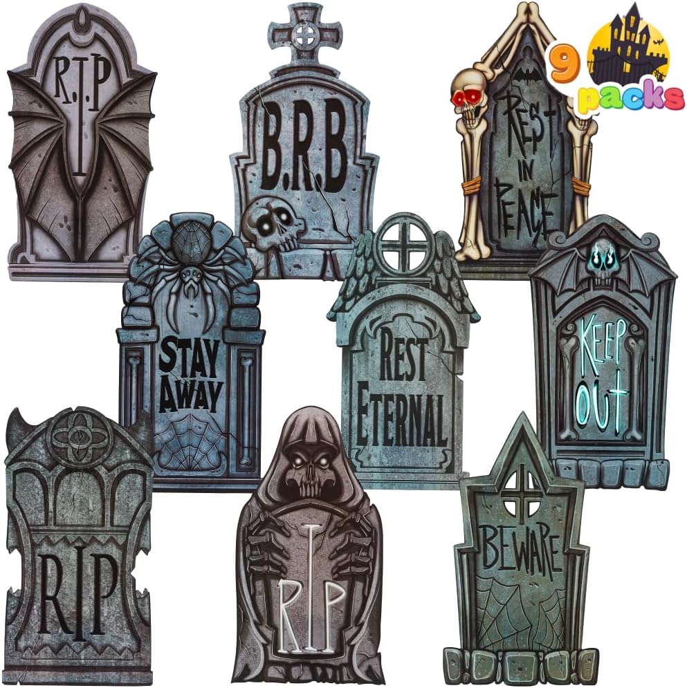 joyin 16" 9 pcs halloween tombstones decorations outdoor, main product view