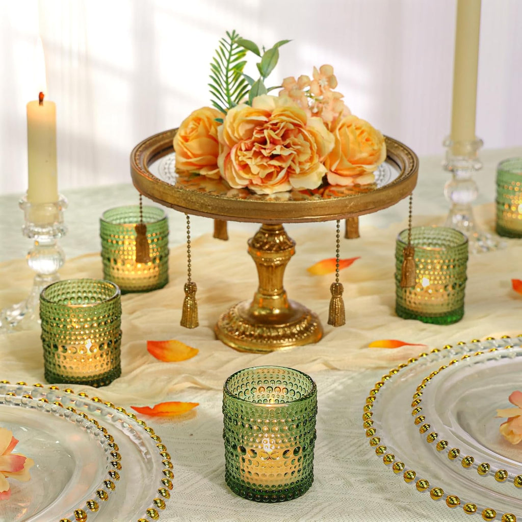 SUPMIND 24 Pcs Votive Candle Holders, Glass Holders Bulk for Table Centerpiece, Tea Lights Candle Holders for Wedding Shower, Party and Home Decor Green
