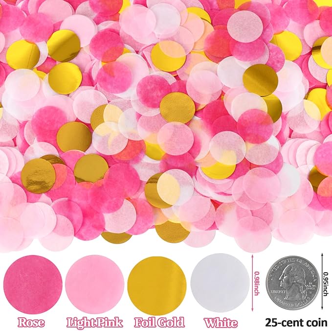 RYKOMO 10000 Pieces 1 Inch Round Tissue Paper Table Confetti Dots 3.5oz Multicolor Round Tissue Confetti for Craft DIY Scrapbooking Birthday Balloons Party Festival