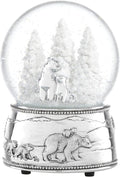 Reed And Barton Snow Globe, North Pole Bound Polar Bears Musical Snow Globe, Made From Resin & Glass, Silver-Plated Polar Bear, Plays Jingle Bell, Winter Decor, Christmas Decorations (Silver, 1 Piece)