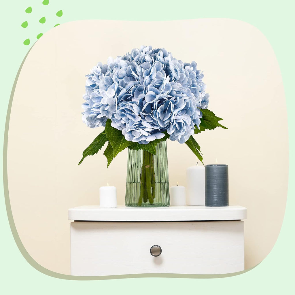 yatim 21in blue artificial hydrangea flowers with stems, package contents