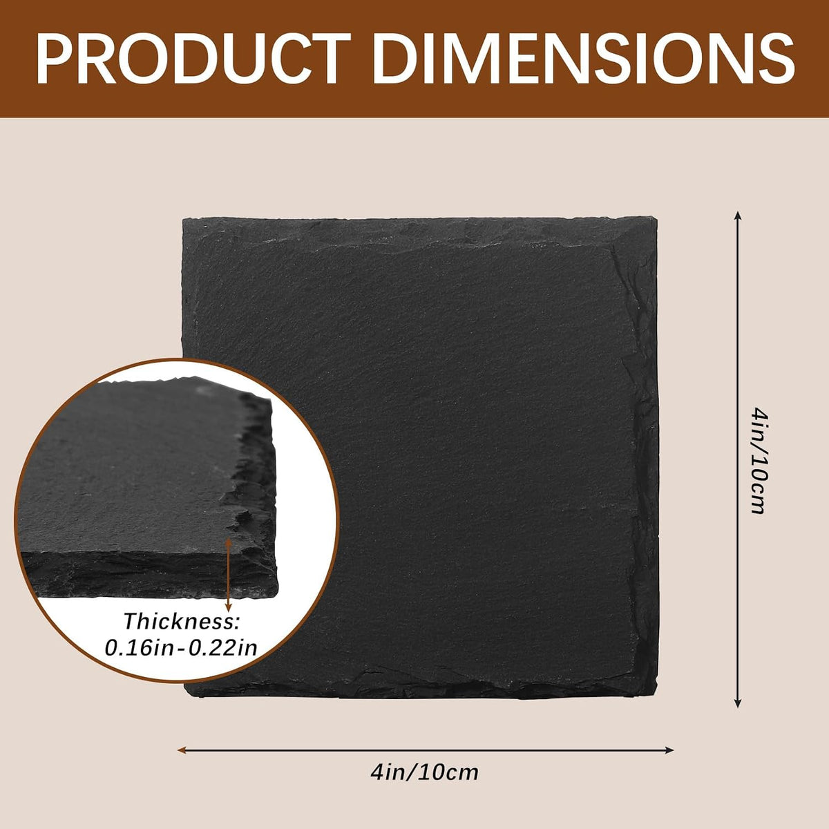 60 PCS Slate Coasters Black Square 4 Inch Bulk Rock, Blank Laser Engraving, S...
