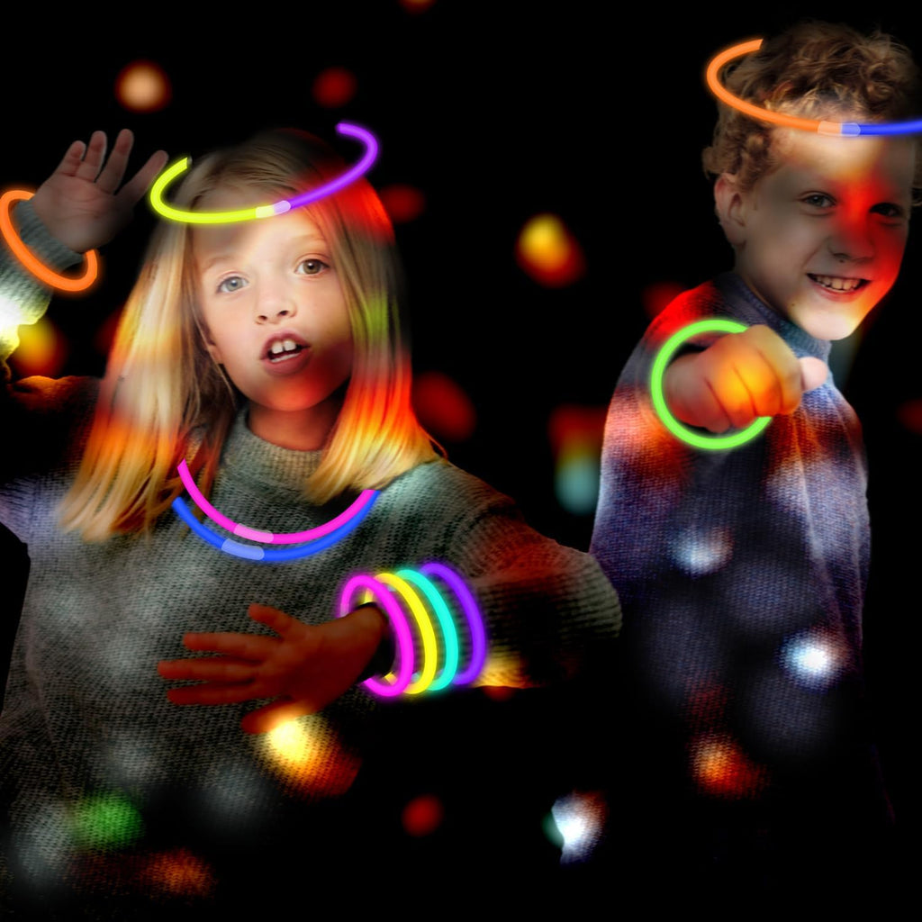 Glow Sticks Party Pack 8"-50, Light up Bracelets & Necklaces Accessories for Kids, 250th Anniversary 4th of July Neon Glow in the Dark Party Favor Supplies Decoration for Camping Wedding Dance Parade