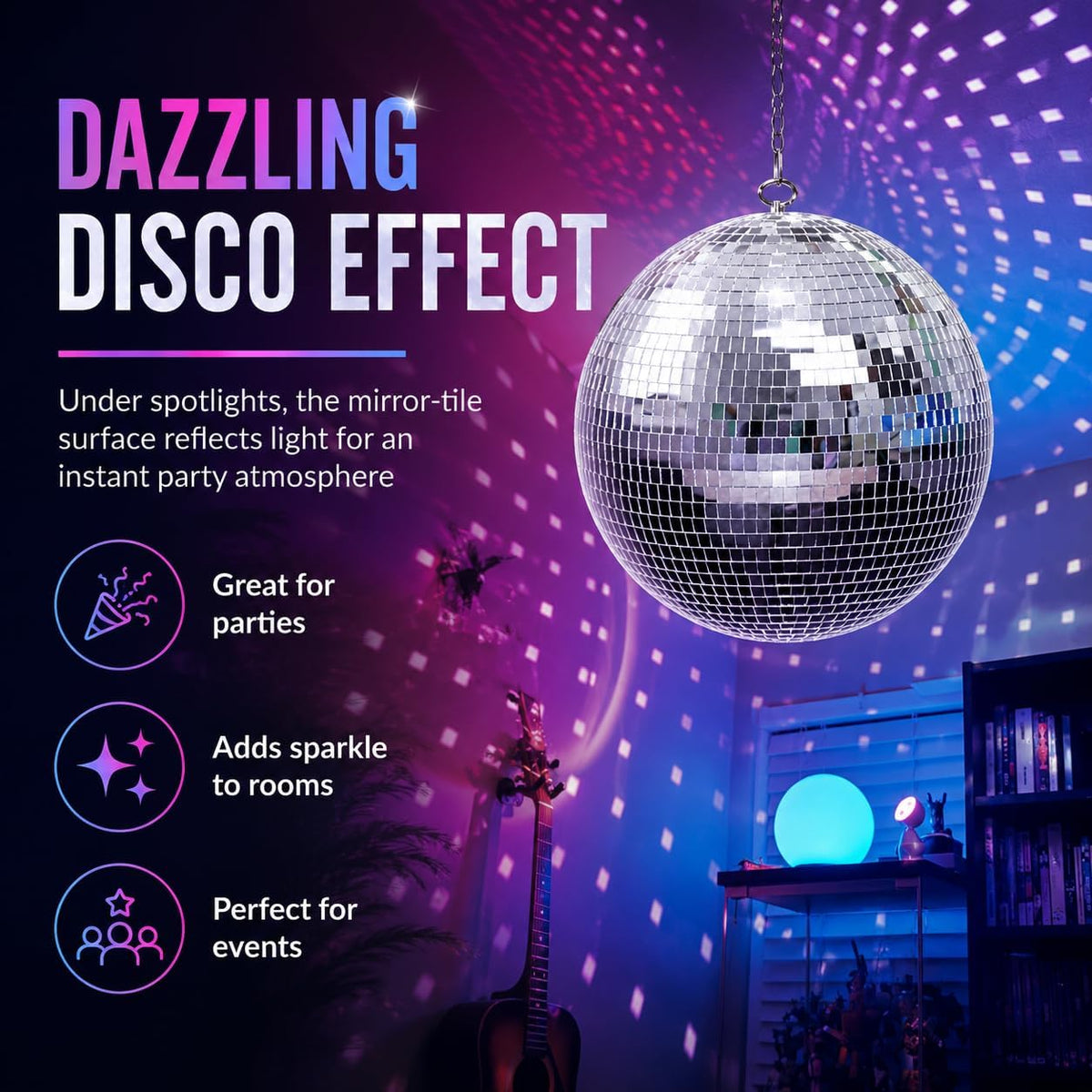 Youdepot 12-Inch Large Hanging Mirror Ball for Disco Party Decor