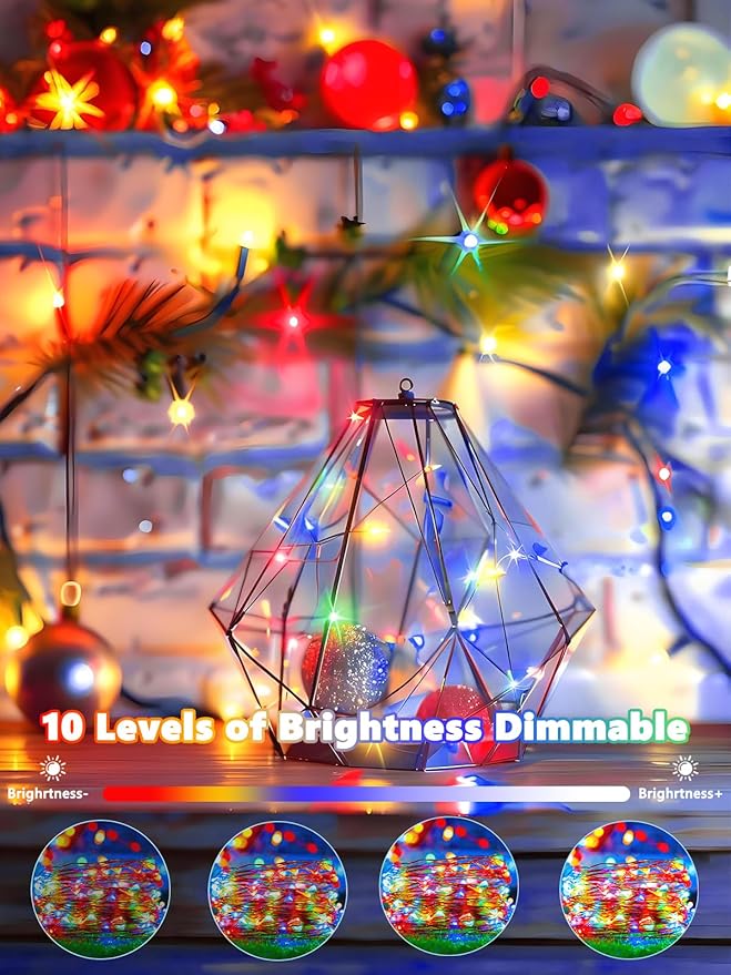4 Pack Fairy Lights Battery Operated with Remote Control Timer, 26 FT 80 LED String Lights Outdoor Indoor, 8 Mode Twinkle Lights for Christmas Party Wedding Birthday Bedroom Decorations (Multicolor)