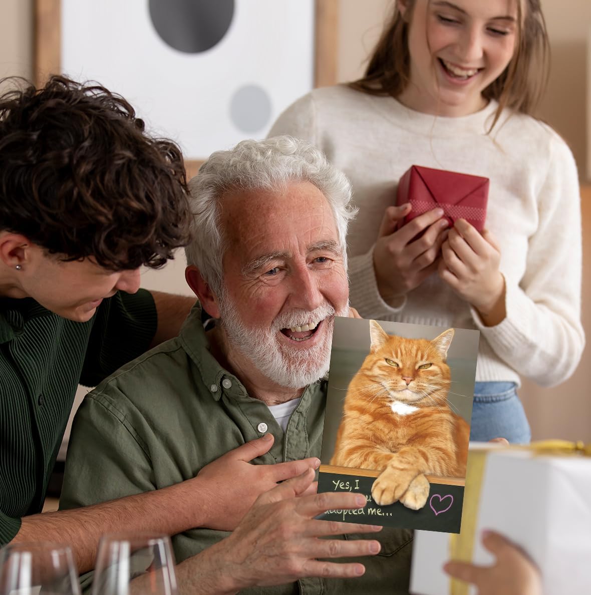 Funny Dad Fathers Day Card from Cat, Humor Cat Dad Gifts on Father's Day, Gift for Pet Cats Lover