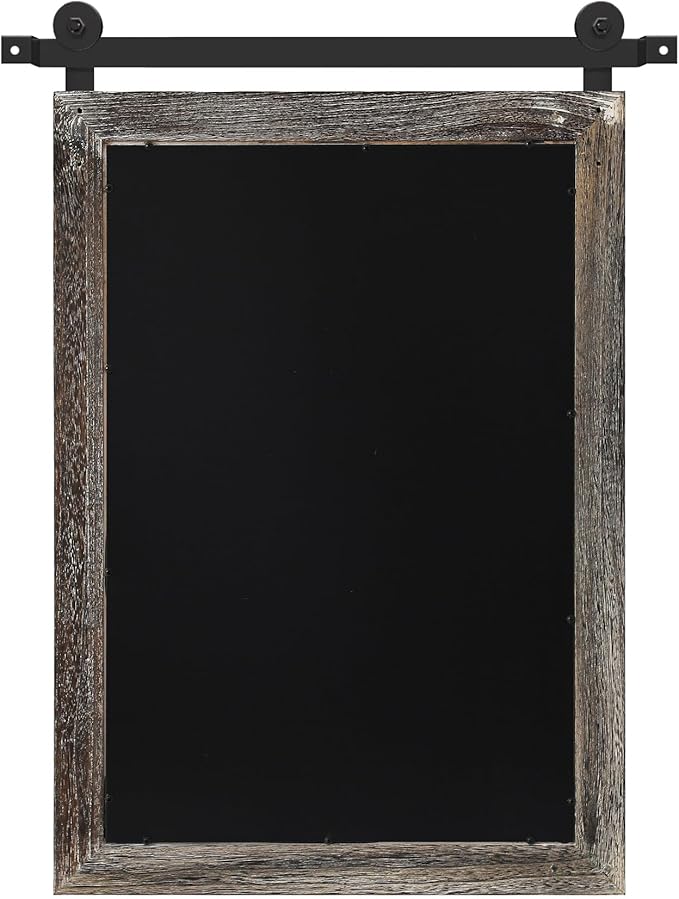 COGOOD Farmhouse Barn Door Mirror - 21" x 30" Rustic Wood Framed Wall Mirror for Bathroom, Living Room, Entryway Wall Decor (Speckled White)
