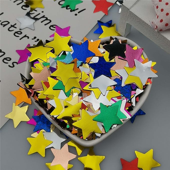 Rainbow Metallic Foil Star Confetti 0.78inch/2cm 8000PCS Table Confetti for Party Birthday Decoration or Filled Balloons