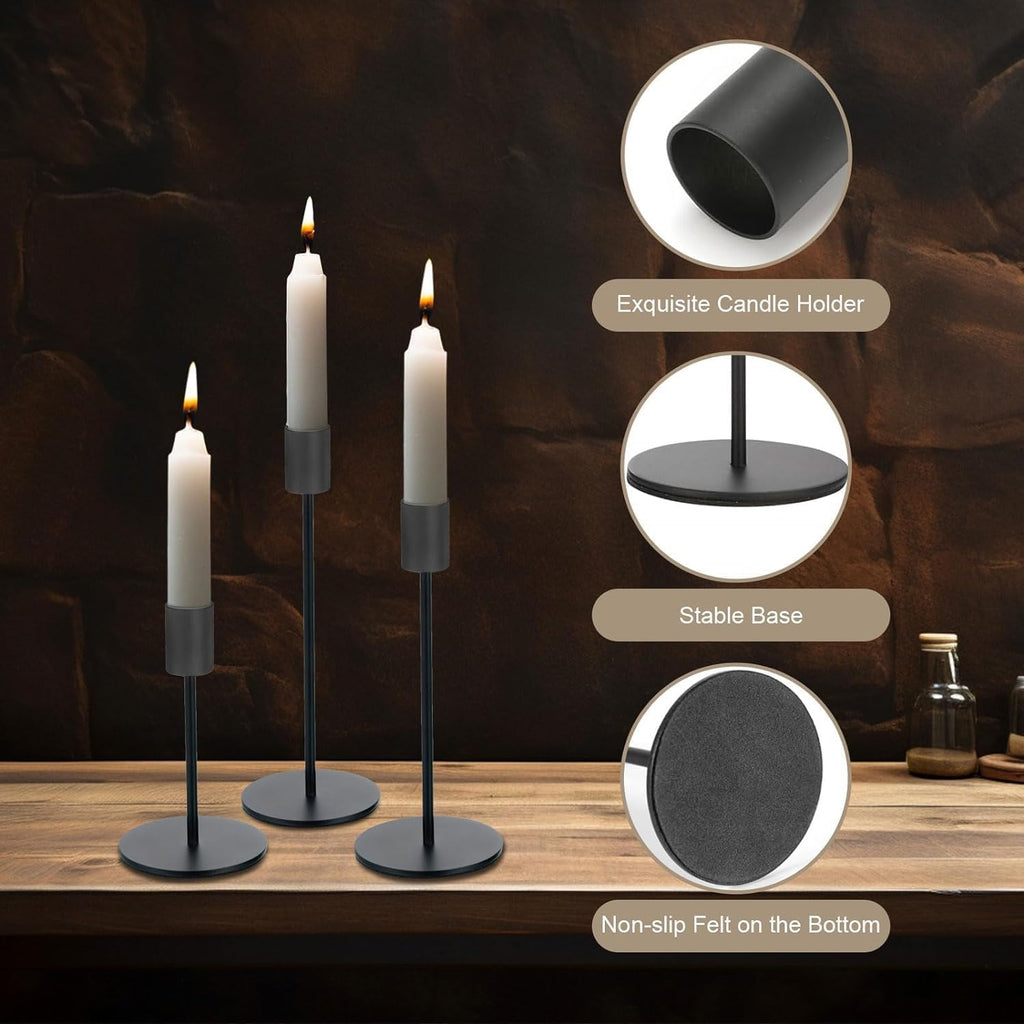 Black Candlestick Holders Bulk for Taper Candles Decorative Metal Candelabra Candle Holders Fit 0.8 Inch Diameter Candles Gold Taper Candle Stands for Wedding Home Party Table Decor (Set of 54)