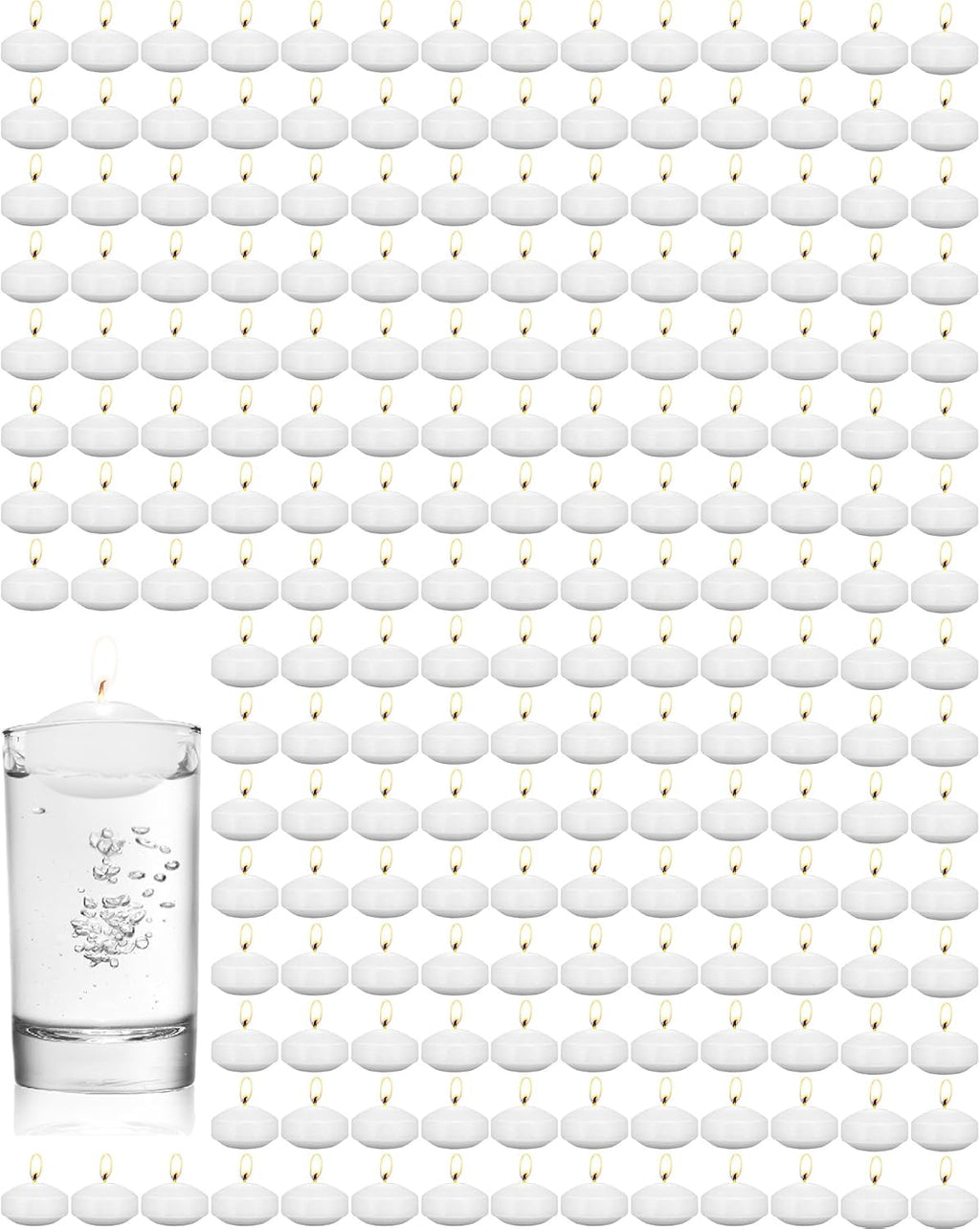 Qunclay 100 Pieces 1.65 Inch Floating Candles Unscented Dripless Tealight Candles Home Decorations Cute Elegant Candle Centerpieces at Wedding for Vases Party Accessories