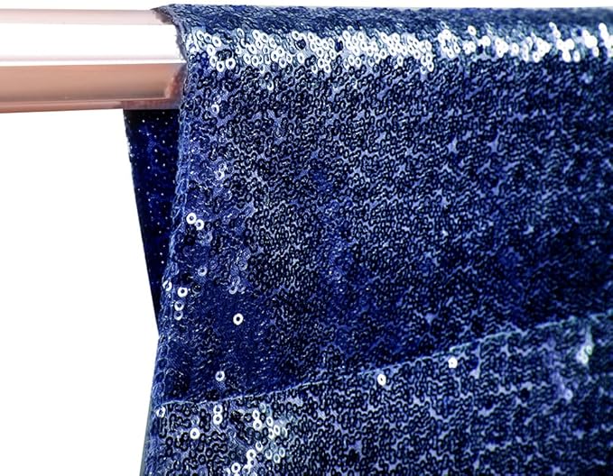 SquarePie Sequin Backdrop Not See Through Thick Background Glitter Curtain for Party 10FT x 10FT Navy Blue