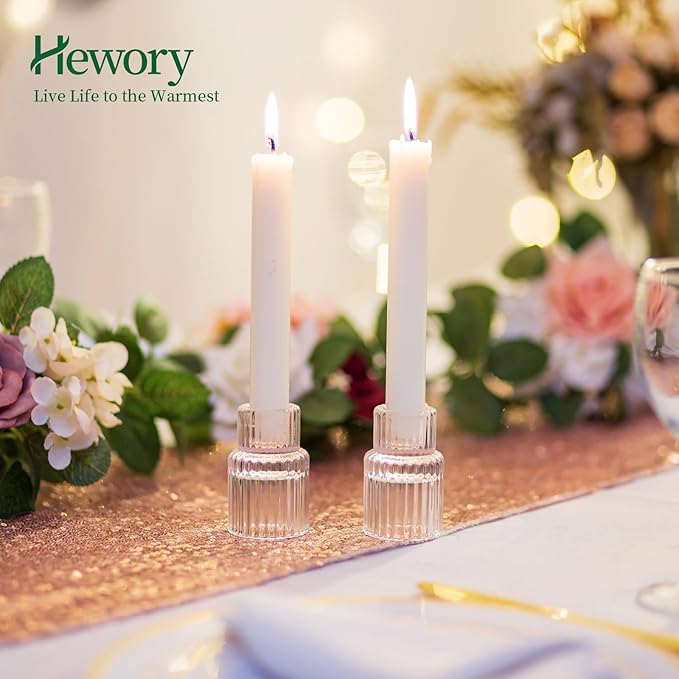 Candle Holder Glass Candlestick Holders: Hewory 20PCS Clear Taper Candle Holders Bulk for Table Centerpiece, Glass Candle Holder Candle Stick Holder Decor for Christmas Wedding Party Bridal Showers