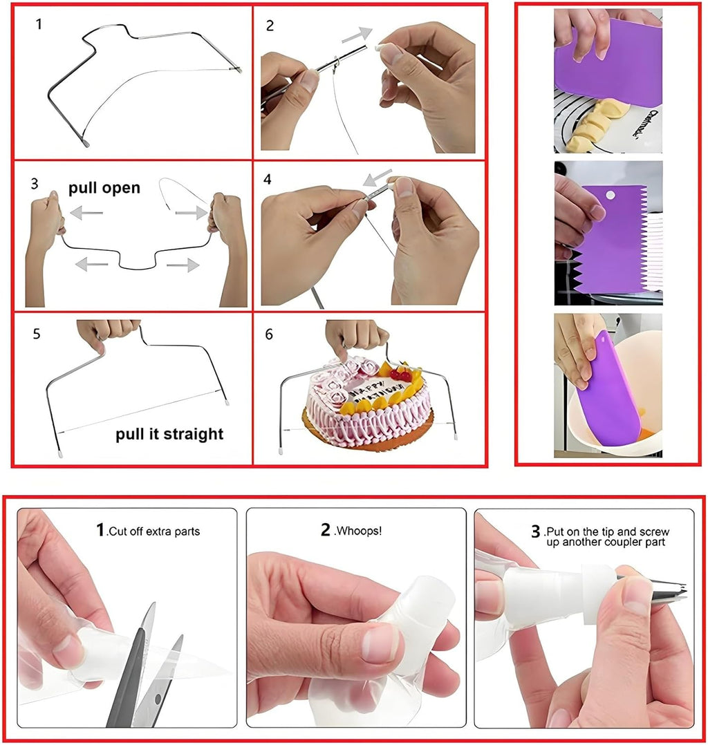 ANSLYQA Cake Decorating Kit, 340 Pcs Baking Tools (Purple) | Cake Turntable, Leveler, 55 Numbered Icing+Skirt Tips, 2 Spatulas, 3 Scrapers, 100 Pastry Bags, 100 Cupcake Liners & More