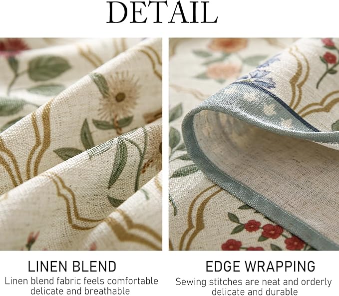 ISAENNE Designer Linen Round Tablecloth,Western Colorful Floral Indoor Table Cloth,Wrinkle Resistant Decor Tablecloths for Dining Thanksgiving Kitchen Christmas,Diameter 67"-Serenity B