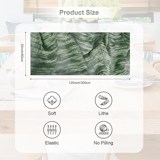 1 Pack Sage Green Cheesecloth Table Runner 35x120 Inch 10Ft Rustic Gauze Cheese Cloth Thanksgiving Table Runner Sheer Cheesecloth Table Runners for Wedding Party Bridal Shower Decoration