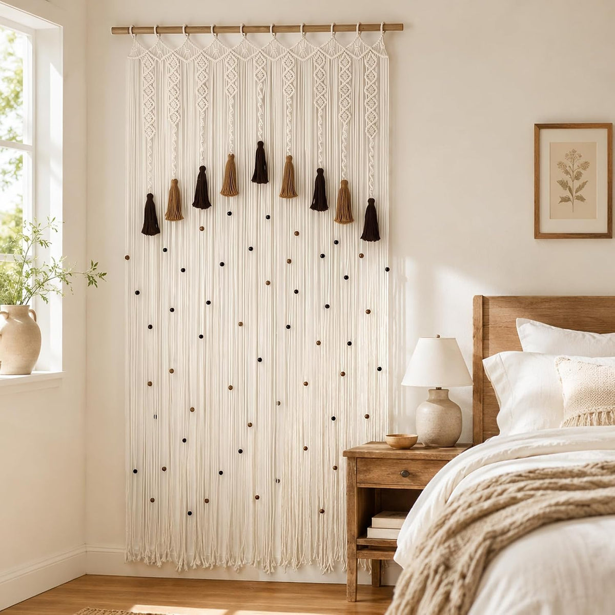 boho macrame curtains, handmade curtain with tassels &, main product view