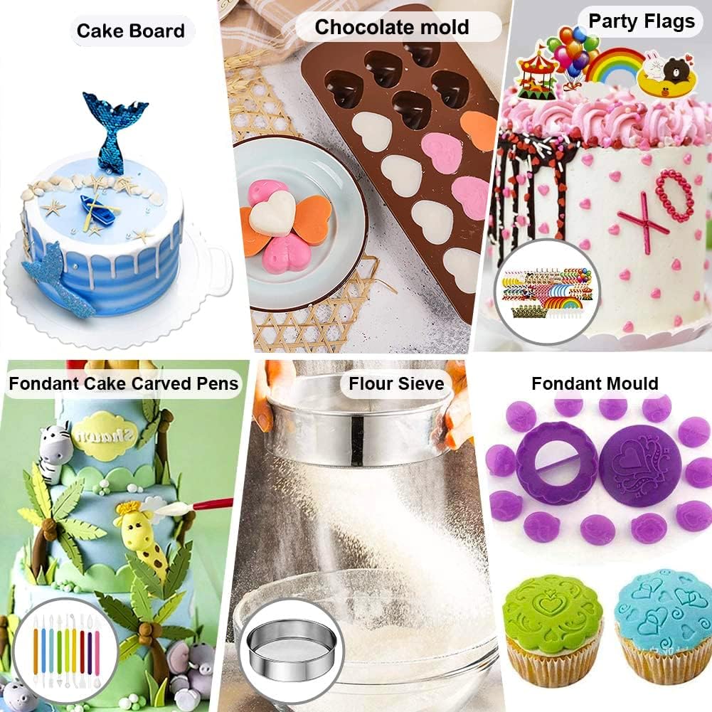 Gawren-H&E 678pcs Cake Decorating Kit,Baking Supplies with Decorating Tools,Cake Carrier,Cake Turntable,Piping Bags and 74 Tips,Springform Pans,Cake Decoratng Supplies Kit for Beginners/Professional