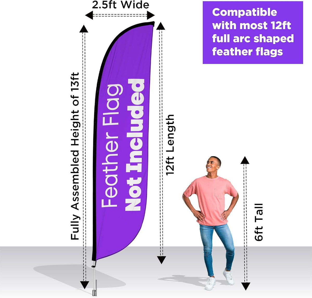 LookOurWay Feather Flag Pole Kit - 13 Feet Tall Swooper Flag Pole Kit with Ro...