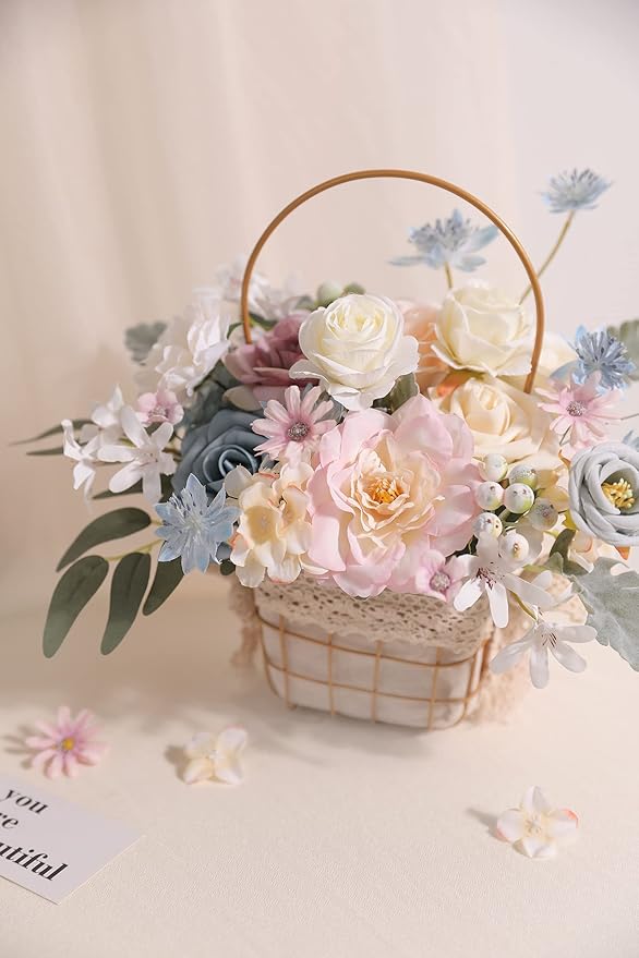 Serra Flora Artificial Flowers Combo Box Set Faux Flowers Bulk Flower Leaf with Stems Arrangements for DIY Wedding Bouquets Party Table Centerpieces Home Decorations Indoor Outdoor