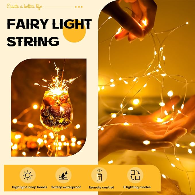 HXWEIYE 6 Pack Fairy Lights Battery Operated with Remote & Timer, 7ft 20LED Mini Firefly Starry Lights Mason Jar Lights for Indoor Outdoor Bottle Tree Party Wedding Thanksgiving(Warm White)