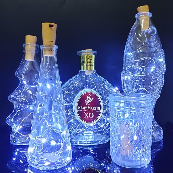 Wine Bottle Lights with Cork 15Pack 10 LED 40 Inches Battery Operated Silver Wire Liquor Fairy Mini String Lights for Party Christmas Halloween Wedding Decoration