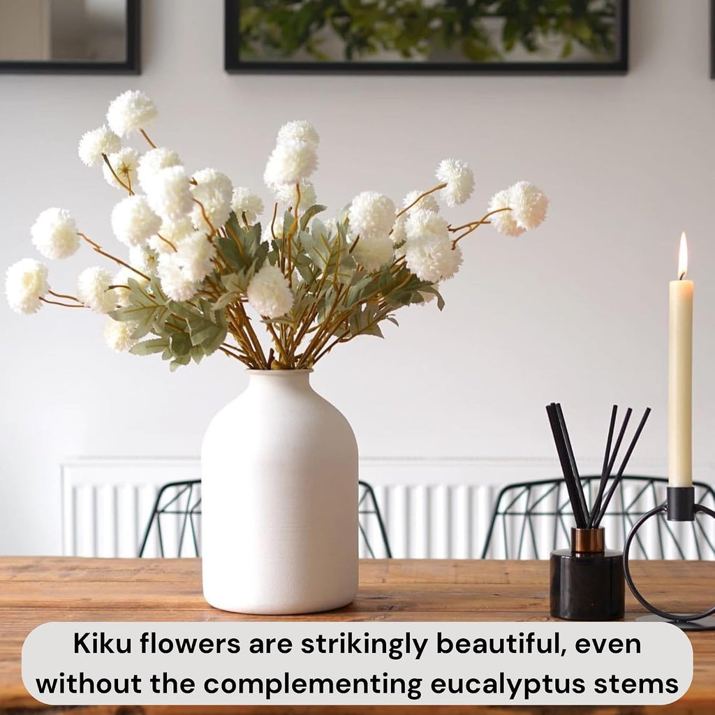 ryddelighome white faux kiku flowers for vase(not included), package contents