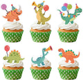 ALISSAR 36 Pcs Dinosaur Cupcake Toppers, Dino Cake Toppers for Birthday Party Decor, Baby Shower, Rex Theme - Dinosaur Cake Decorations, Dino Party Supplies