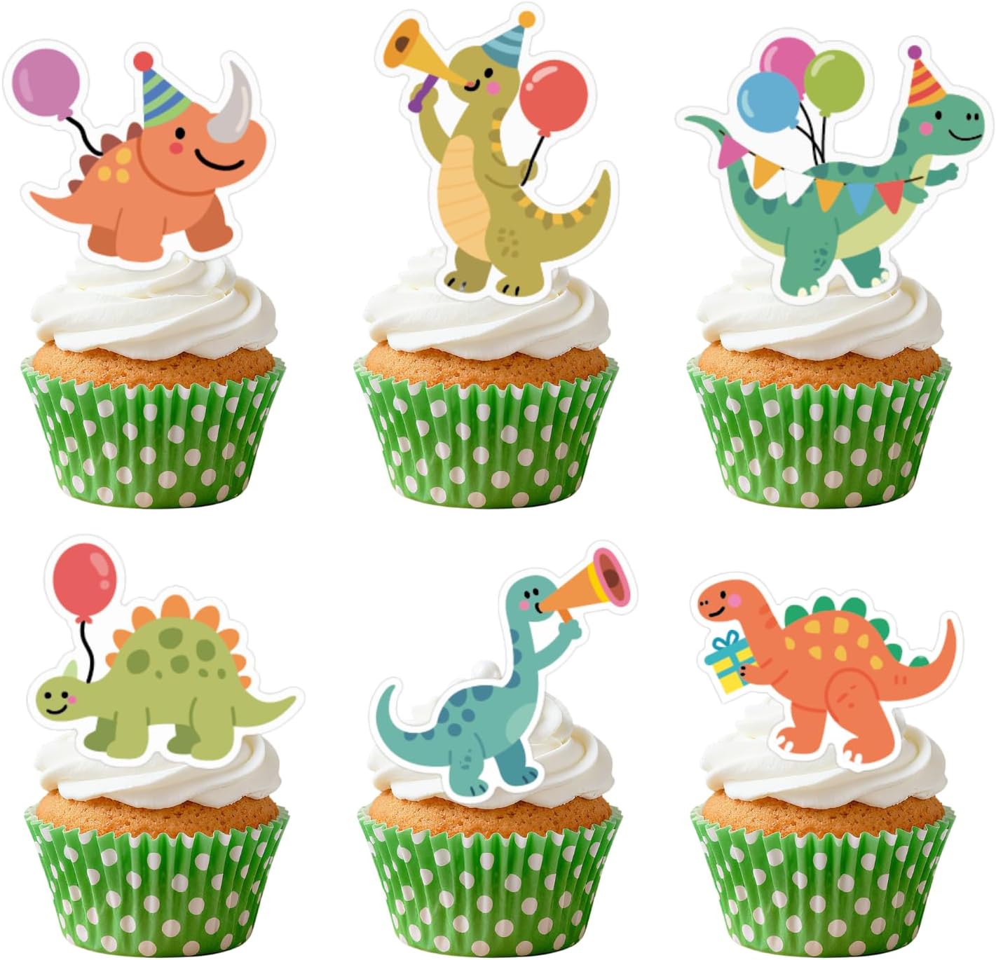 ALISSAR 36 Pcs Dinosaur Cupcake Toppers, Dino Cake Toppers for Birthday Party Decor, Baby Shower, Rex Theme - Dinosaur Cake Decorations, Dino Party Supplies