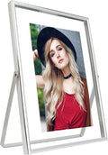Silver Floating Frame (6"x8", Vertical), For Picture 5x7, 4x6, 3x5, Small Desktop Photo Frame, Classy Gift For Festival, Wedding, Home or Office Décor